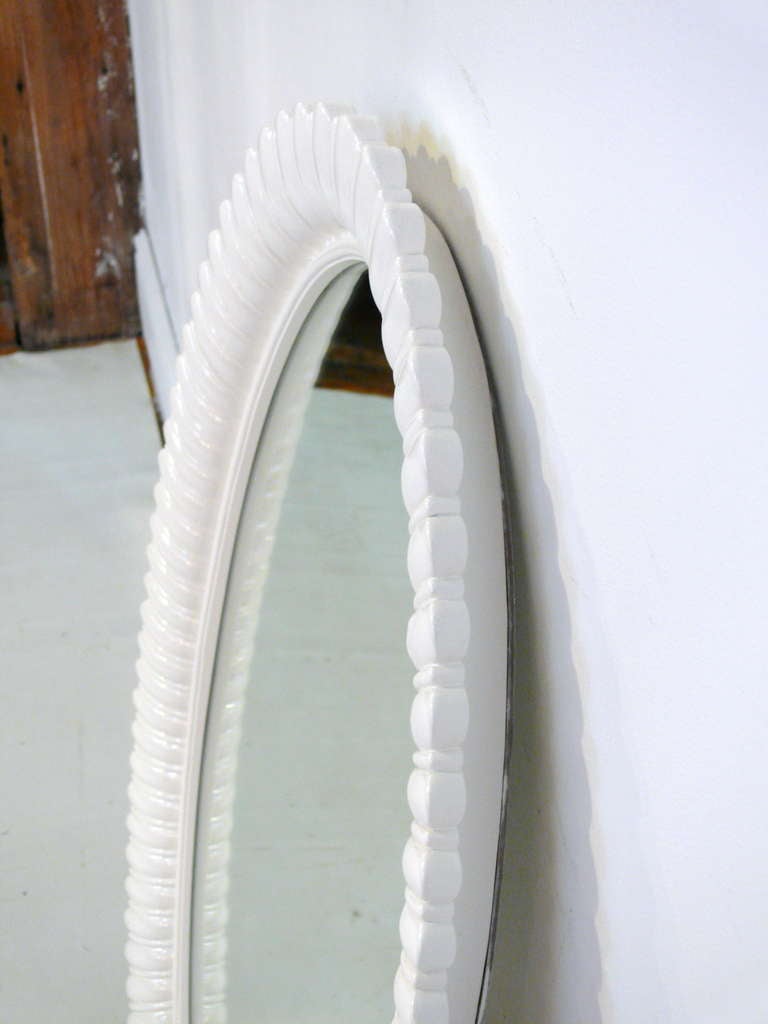 Pair of White Lacquered Shell Mirrors 1