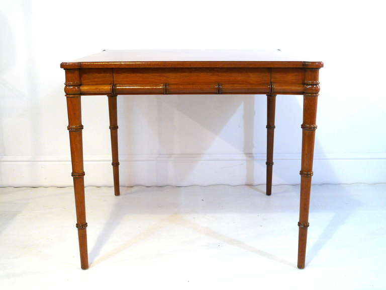 Mid-Century Modern John Stuart Faux Bamboo Bookmatched Game Table