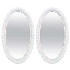 Pair of White Lacquered Shell Mirrors 3