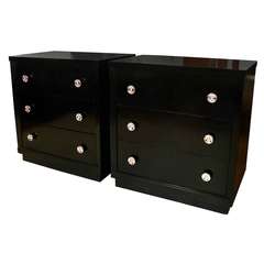Pair of Ebonized Three-Drawer Midcentury Chests 1
