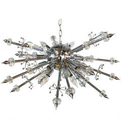 Chrome and Lucite Sputnik Chandelier 12