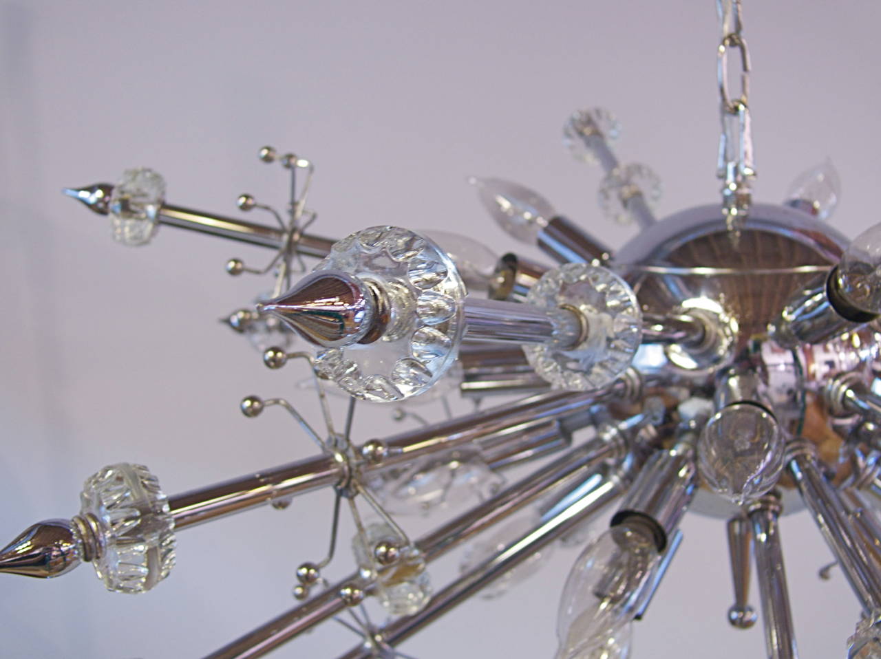 Mid-Century Modern Chrome and Lucite Sputnik Chandelier