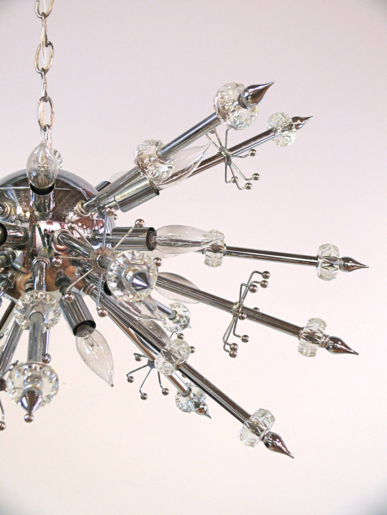 Chrome and Lucite Sputnik Chandelier 3