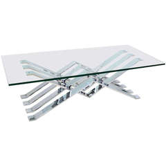 Chrome and Glass Zig-Zag Coffee Table 2