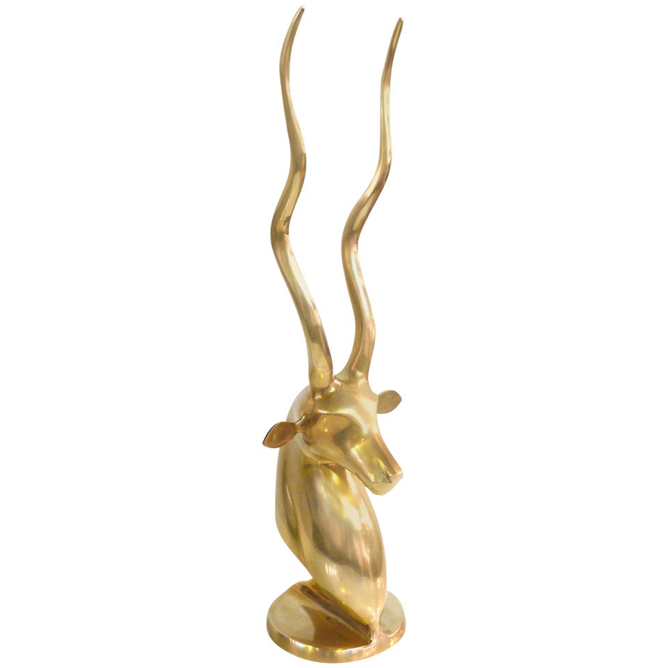 Tall Brass Gazelle Sculpture