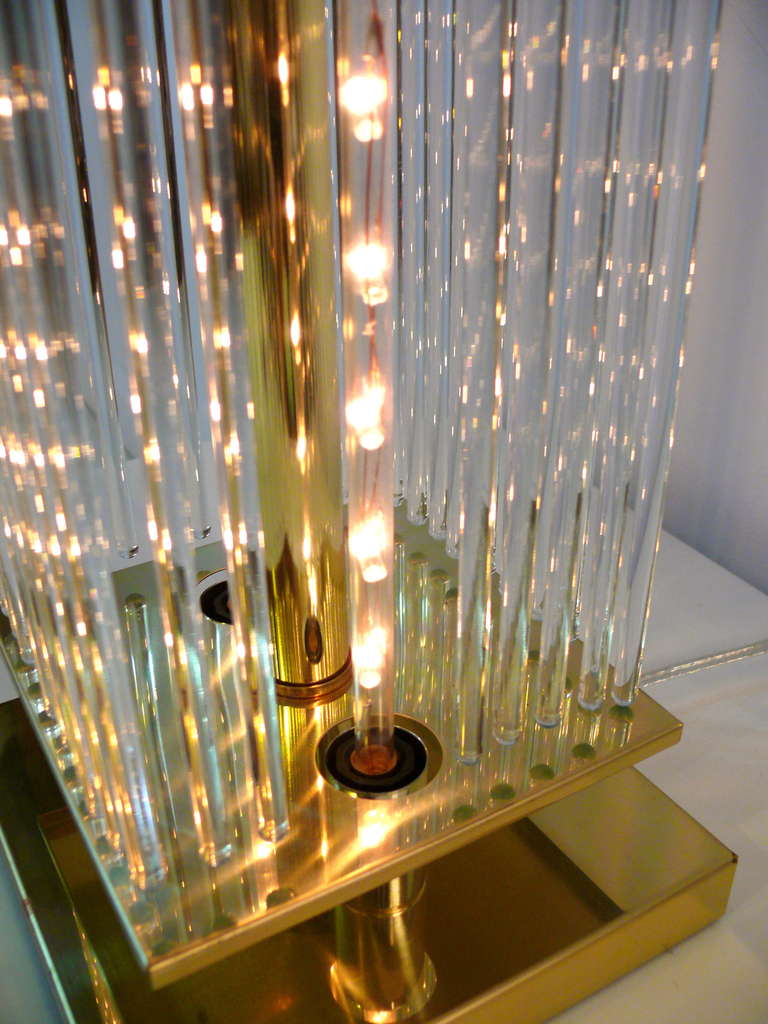 American  Glass Rod Table Lamp By Sciolari for Lightolier