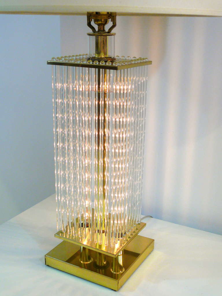 20th Century  Glass Rod Table Lamp By Sciolari for Lightolier