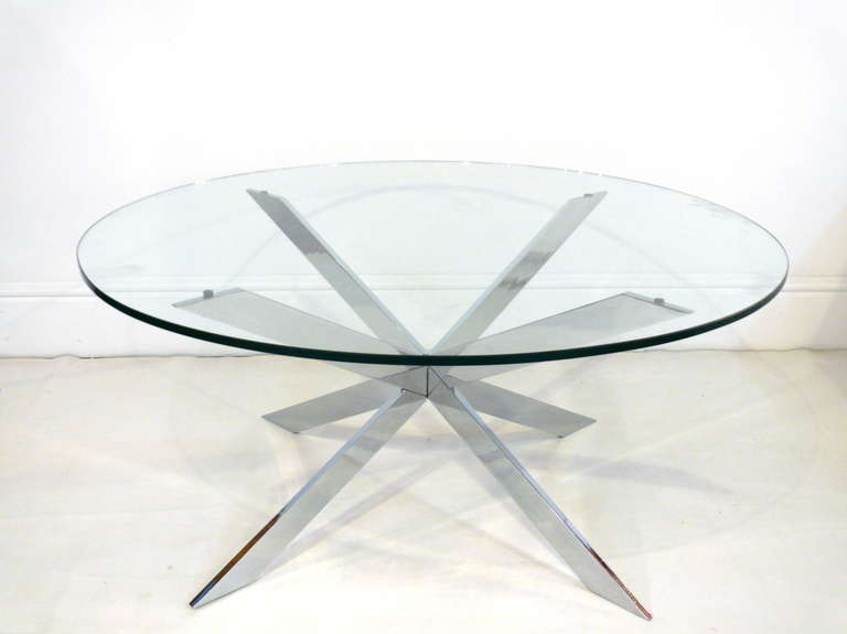 Mid-Century Modern Trimark Chrome and Glass Coffee Table