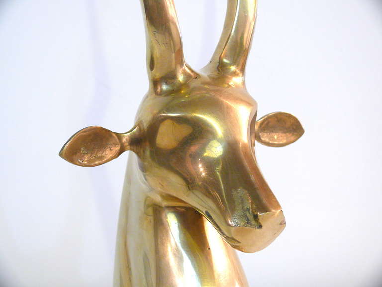 American Tall Brass Gazelle Sculpture