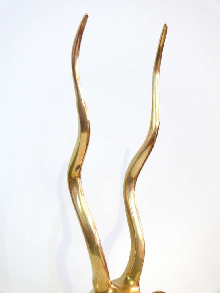 20th Century Tall Brass Gazelle Sculpture