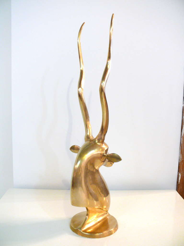 Tall Brass Gazelle Sculpture 3