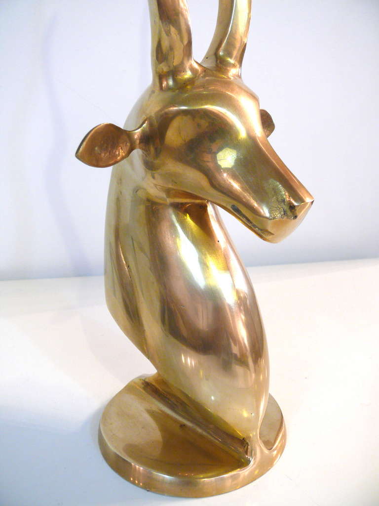Tall Brass Gazelle Sculpture 4
