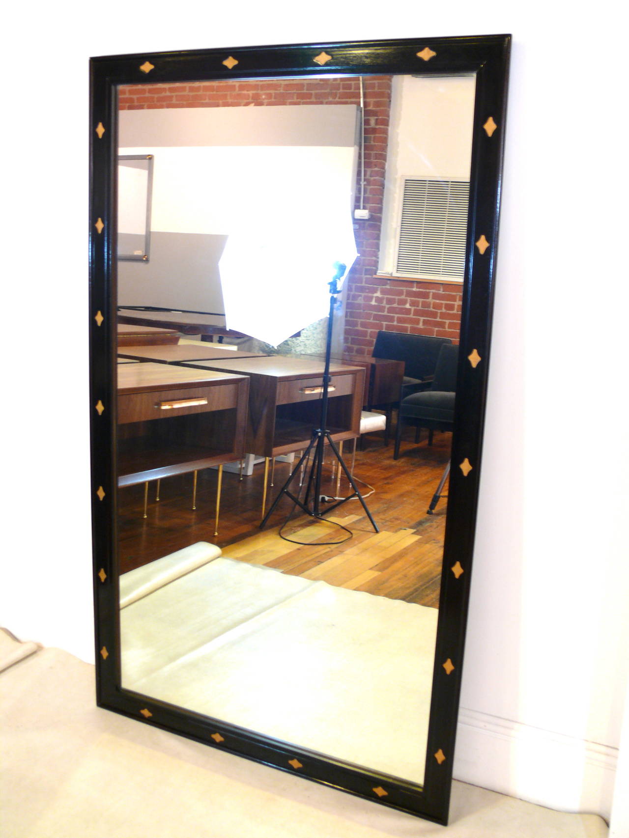 Mid-20th Century Large Diamond Engraved Mirror