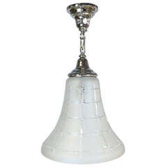1930s Incised Star Glass and Nickel Chandelier 8
