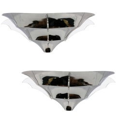 Pair of Art Deco Revival Chrome and Lucite Sconces 6