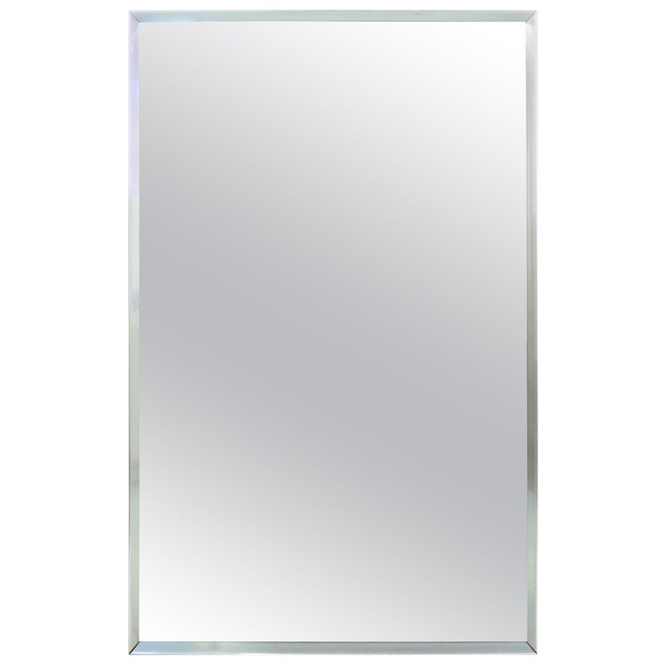 Miroir à cadre en aluminium du milieu du siècle dernier