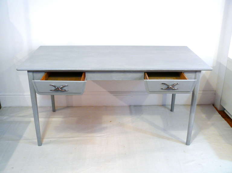 Grey Cerused Danish Writing Table or Desk 3
