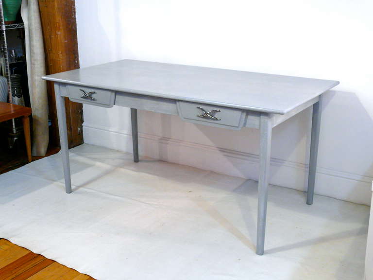 Grey Cerused Danish Writing Table or Desk 4