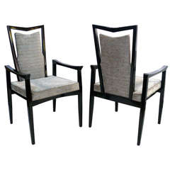 Pair of Ebonized Regal Armchairs 3