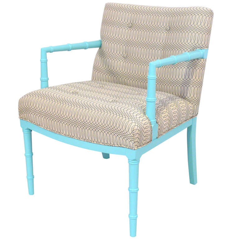 Tiffany Blue Faux Bamboo Chair For Sale at 1stdibs Tiffany Blue Faux Bamboo Chair For Sale at 1stdibs