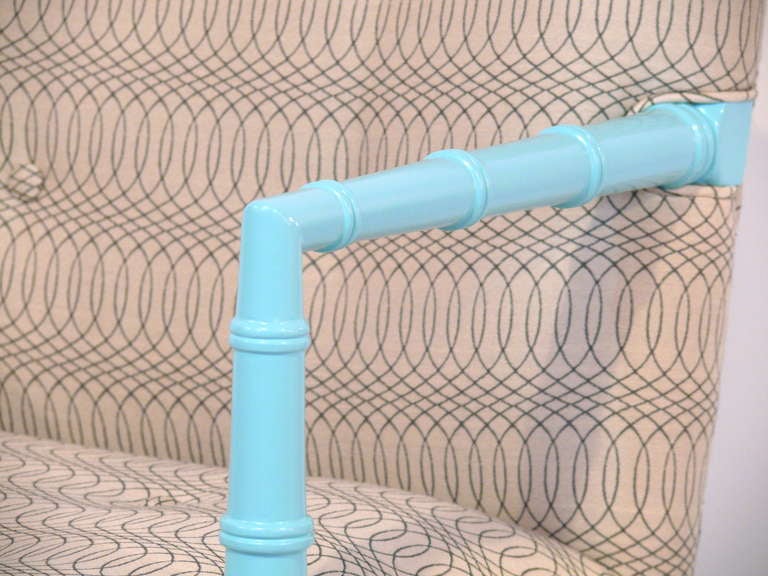 American Tiffany Blue Faux Bamboo Chair