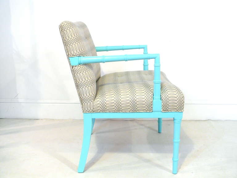 Upholstery Tiffany Blue Faux Bamboo Chair