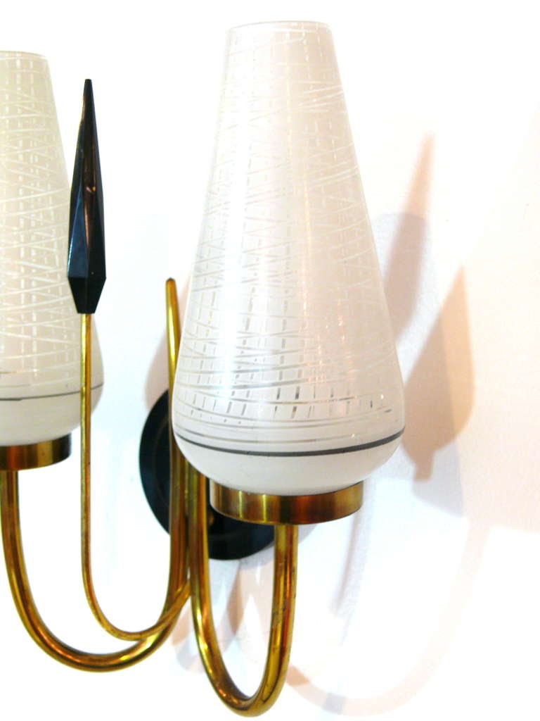 Mid-Century Modern Pair of French Royere Style Sconces