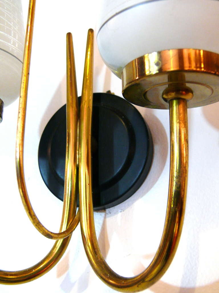 Brass Pair of French Royere Style Sconces