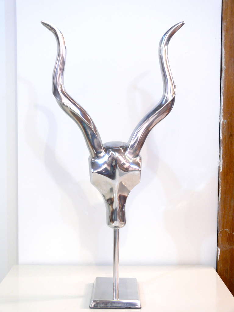Incredible chrome gazelle head sculpture measuring 26.5