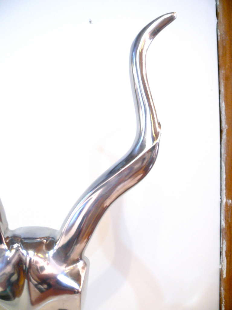 American Large Chrome Gazelle Sculpture