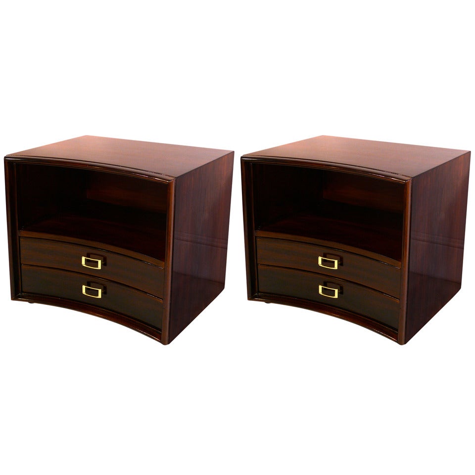 Pair of Paul Frankl Concave Front End Tables