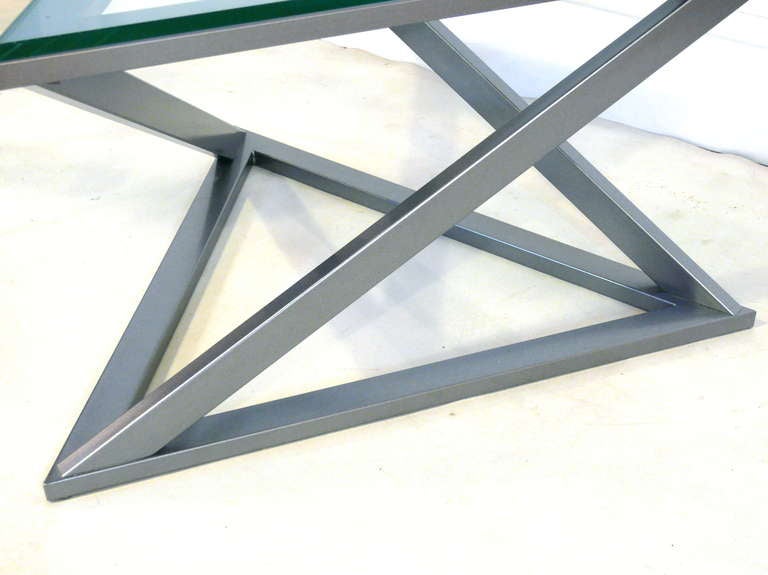 American Triangular Gun Metal Side Table