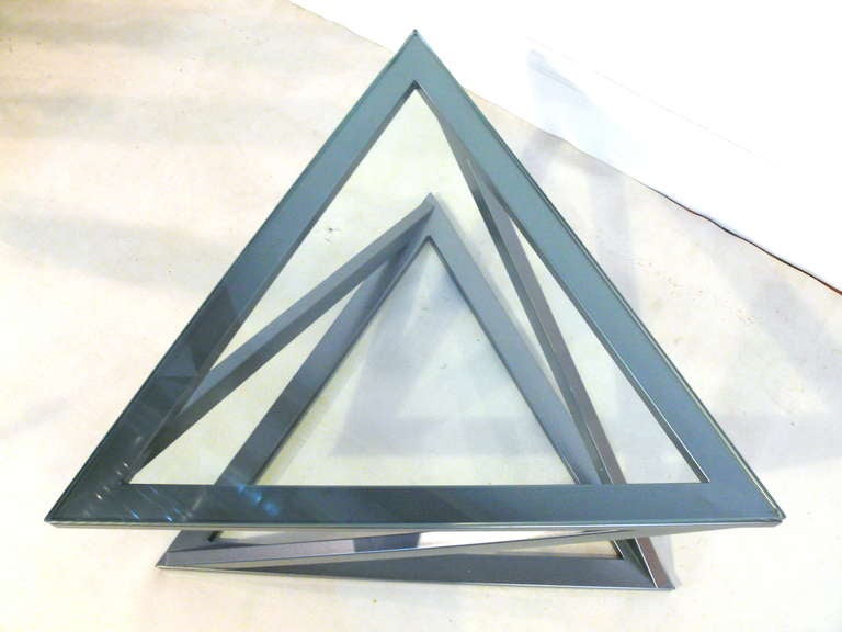 20th Century Triangular Gun Metal Side Table
