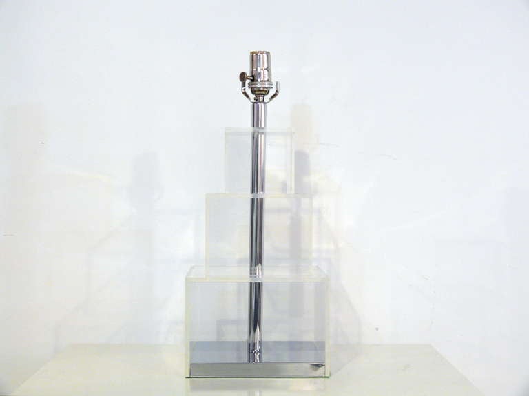 American Stacked Lucite Table Lamp