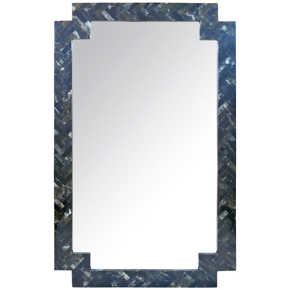 Tasselated Stone Mirror in the Style of Maitland Smith