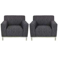 Pair of French Knoll Style Club Chairs