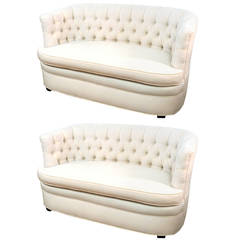 Pair of Tufted Back Curvaceous Settees