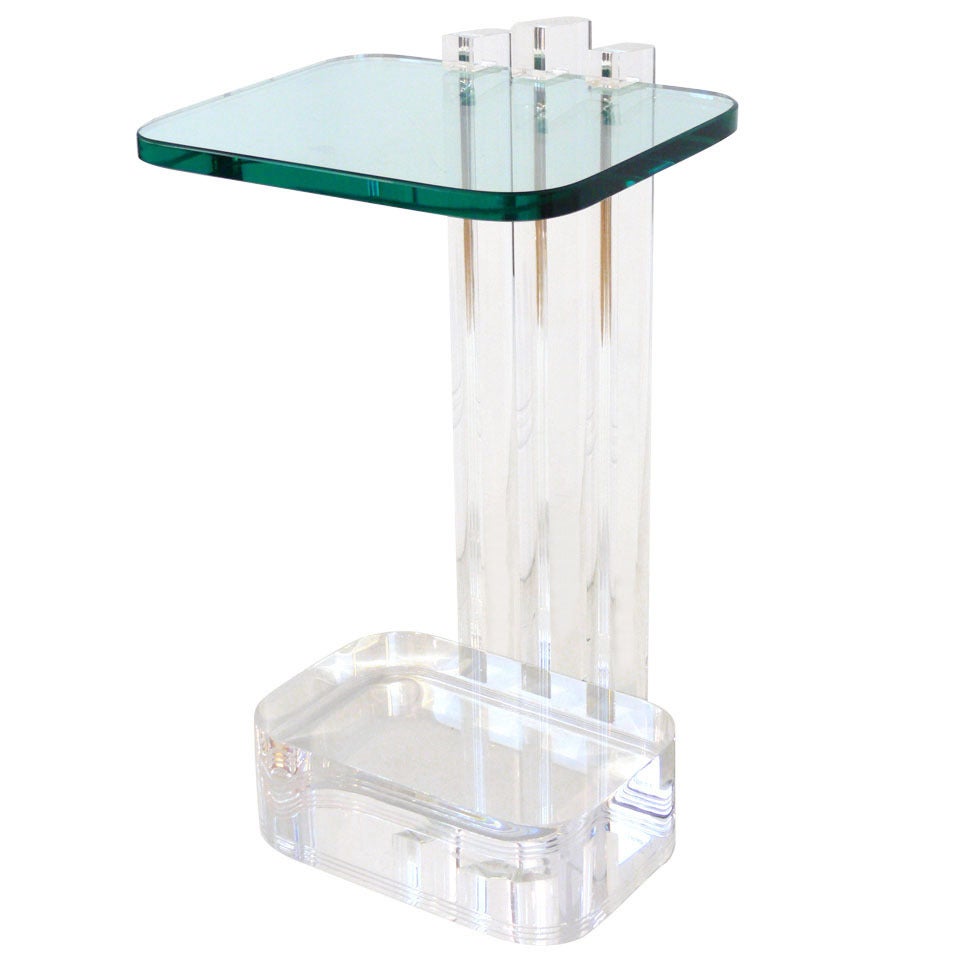 Les Prismatiques Lucite and Glass Side Table