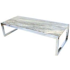 Milo Baughman Chrome and Marble Coffee Table