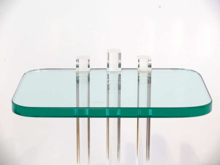 20th Century Les Prismatiques Lucite and Glass Side Table