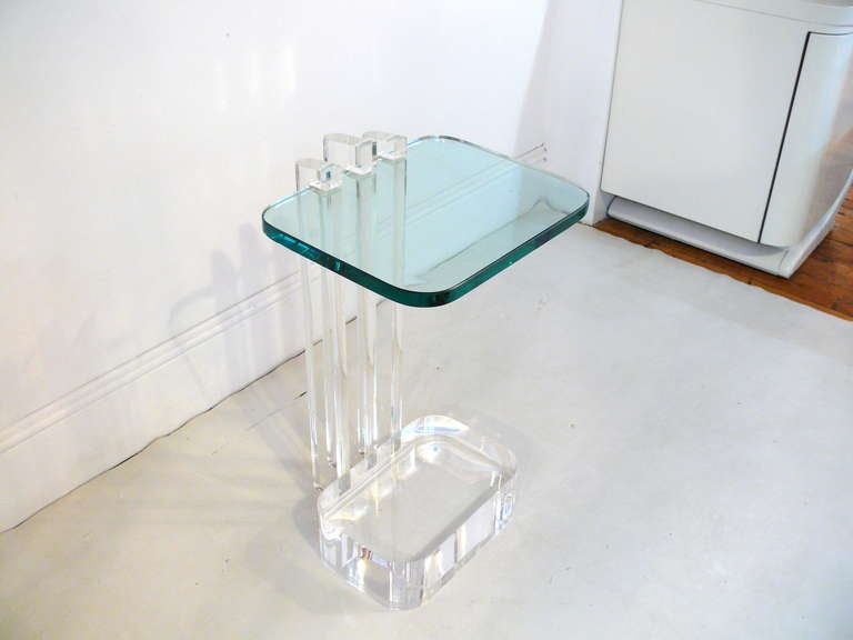 Les Prismatiques Lucite and Glass Side Table 4