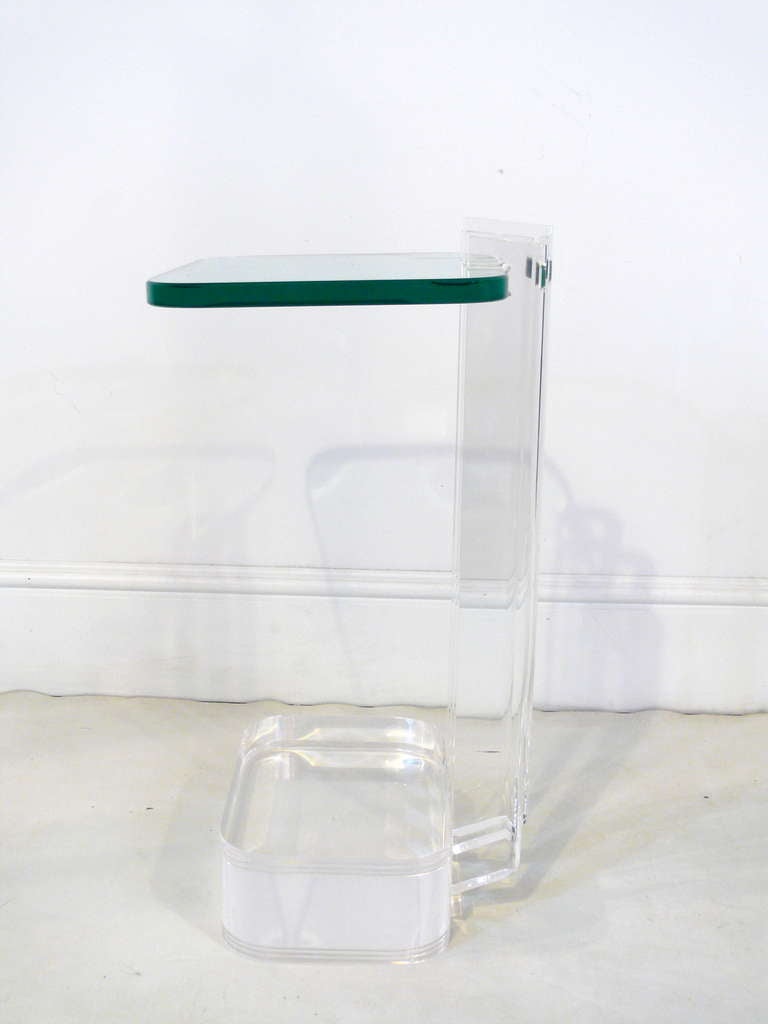 Les Prismatiques Lucite and Glass Side Table 3