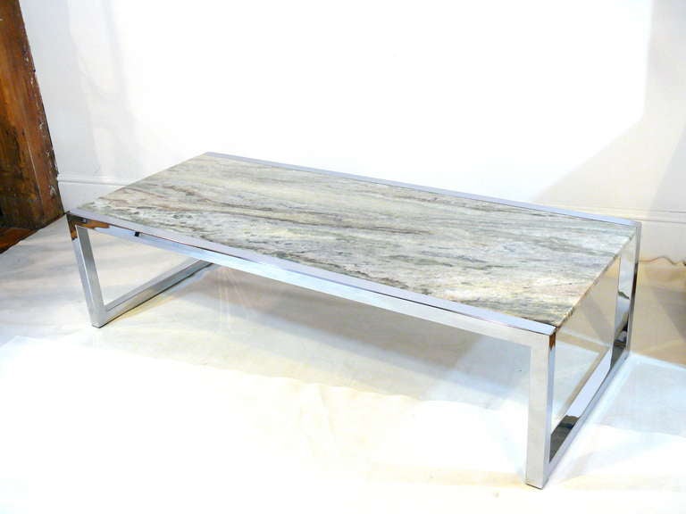 Milo Baughman Chrome and Marble Coffee Table