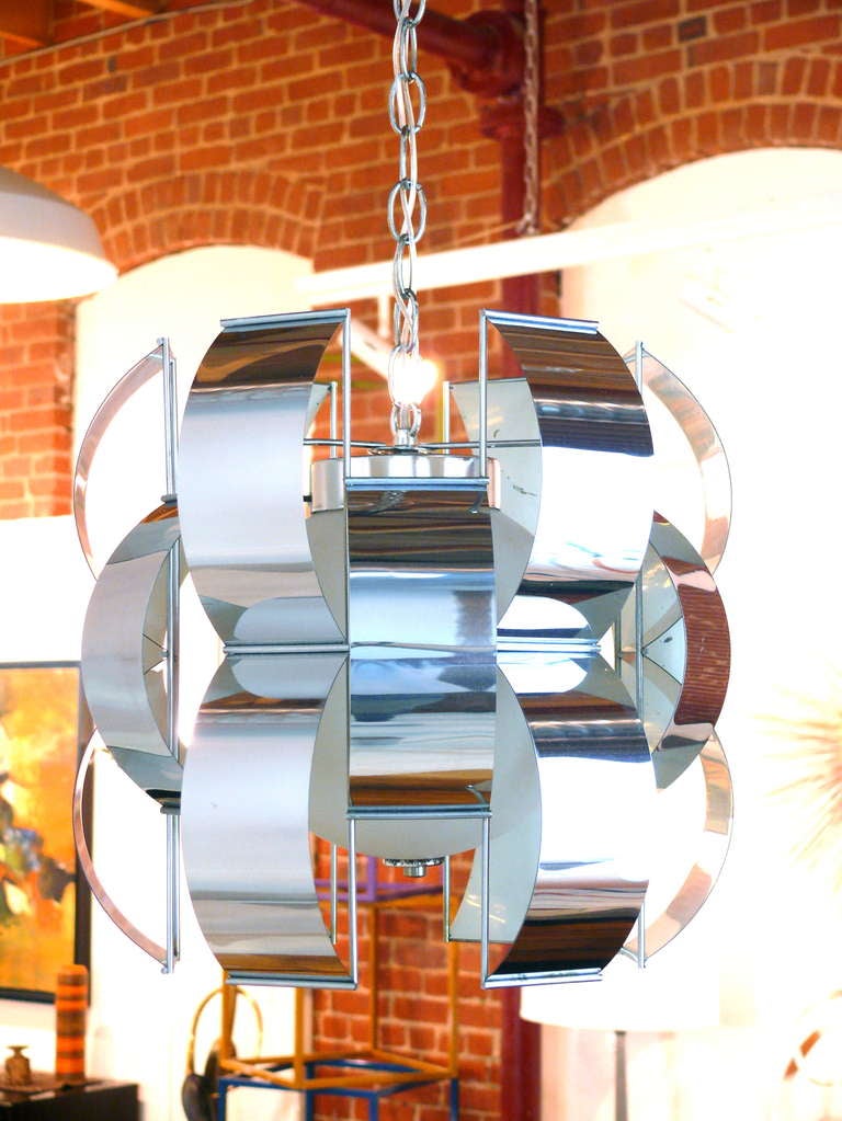 Pair of Chrome Pendant Lights