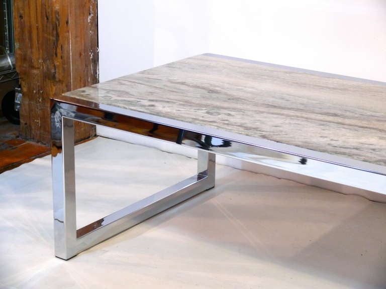 Milo Baughman Chrome and Marble Coffee Table at 1stDibs