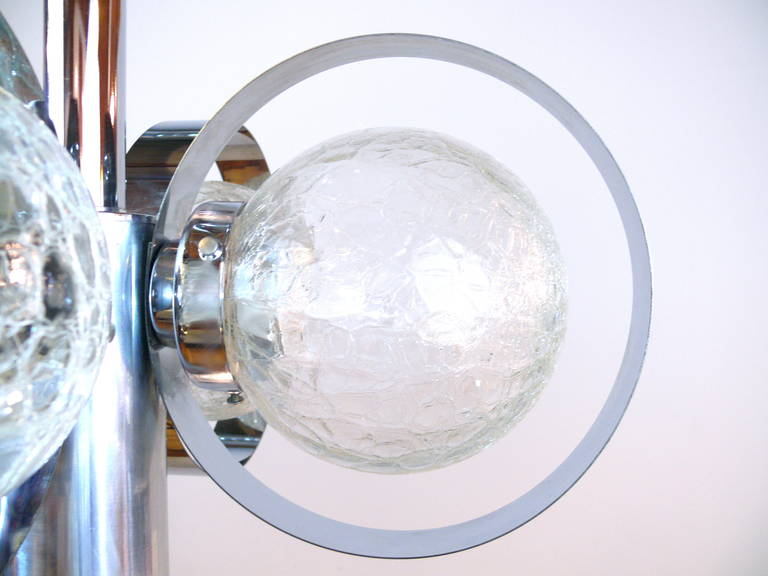 Pair of Chrome Crackled Globe Chandeliers 3