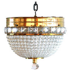 Crystal Bead and Brass Dome Chandelier 10