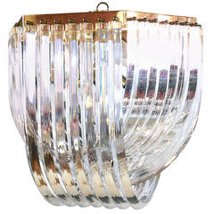 Iitalian Lucite and Brass Swag Chandelier 1