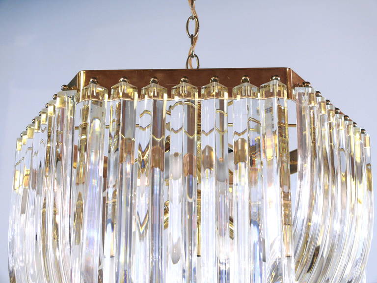 Iitalian Lucite and Brass Swag Chandelier at 1stDibs