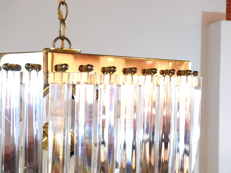 Iitalian Lucite and Brass Swag Chandelier 3